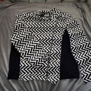 Chico's Black and White Zig Zag Collared Jacket